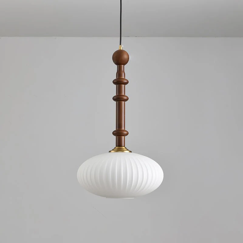 Iliror Traditional Art Wood Glass Pendant Light - Image 2