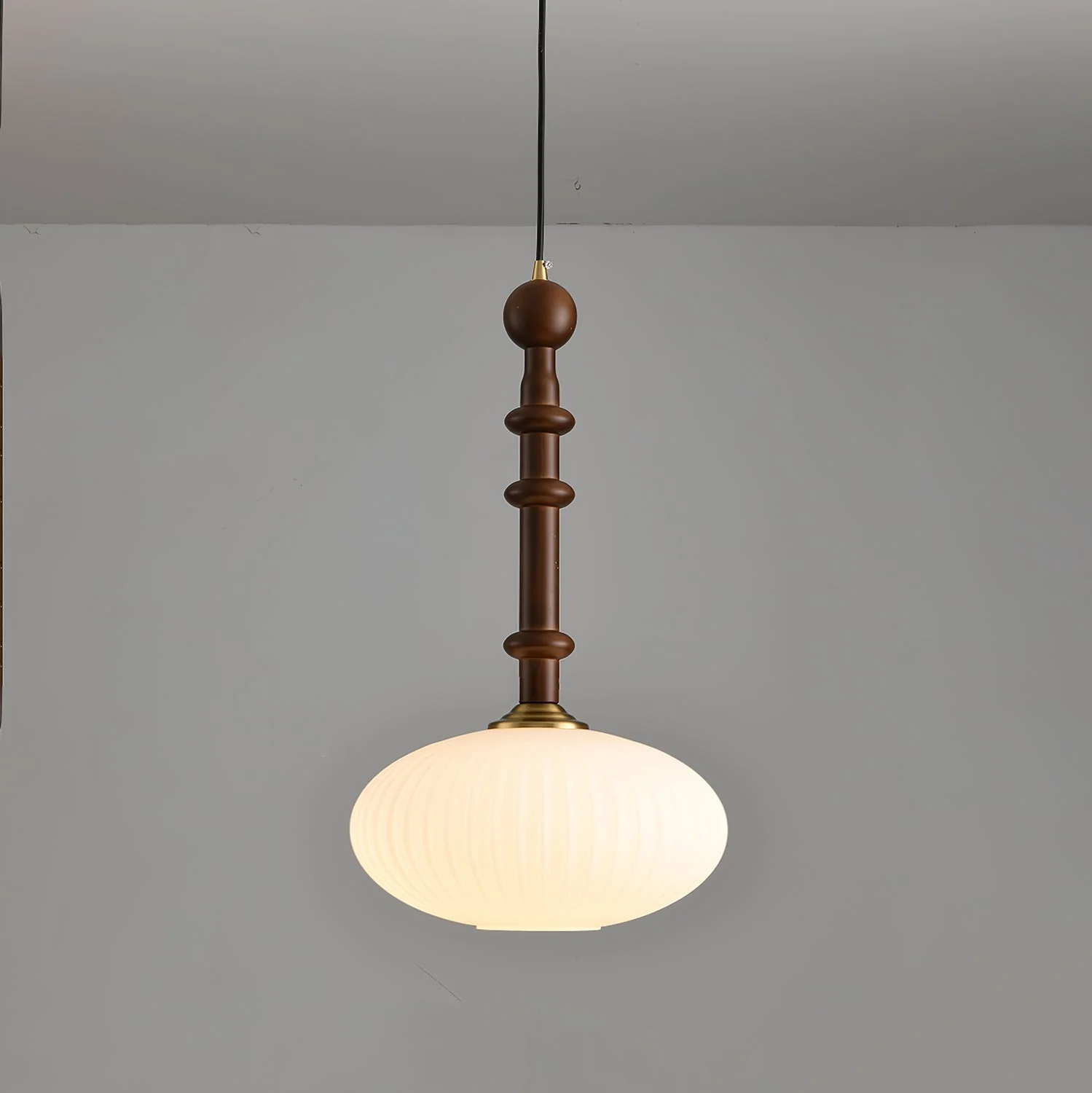 Iliror Traditional Art Wood Glass Pendant Light - Image 6