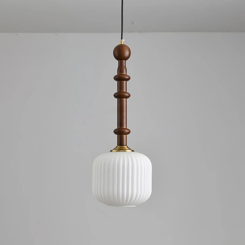 Iliror Traditional Art Wood Glass Pendant Light - Image 9