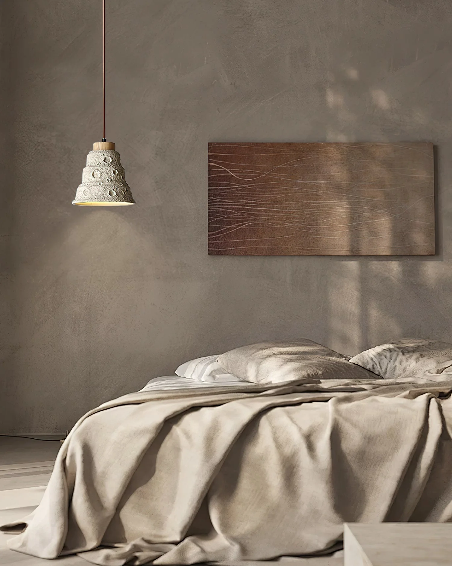 Ilphaeth Nordic Art Bell Stone Wood Pendant Light - Image 10