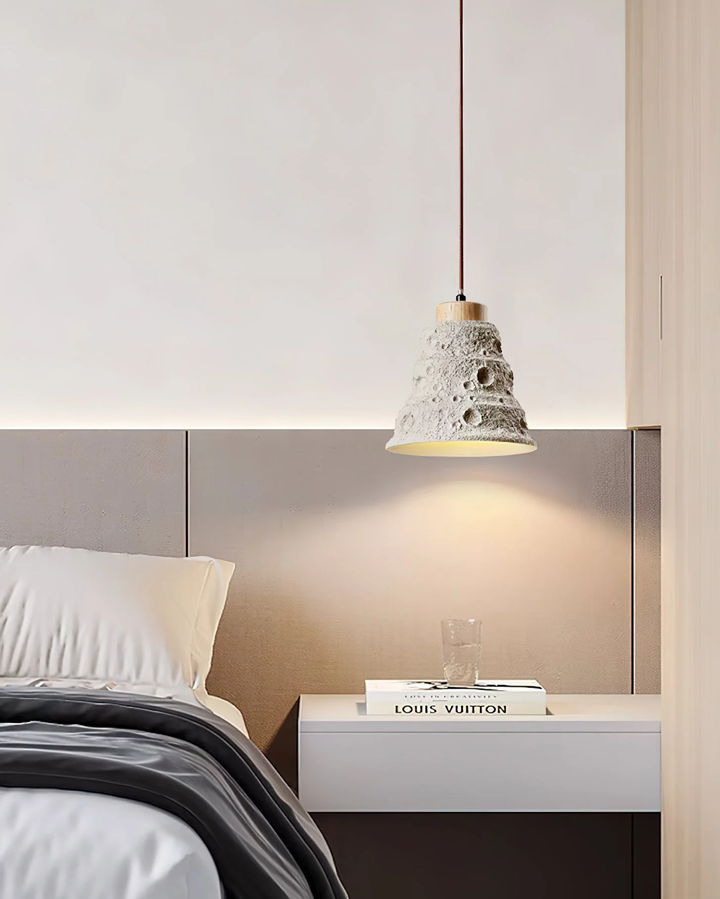 Ilphaeth Nordic Art Bell Stone Wood Pendant Light - Image 11