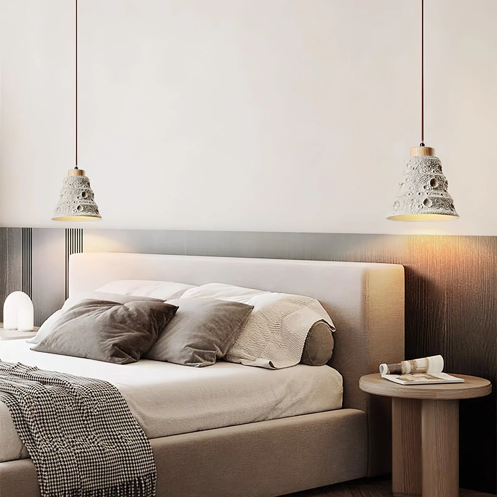 Ilphaeth Nordic Art Bell Stone Wood Pendant Light - Image 13