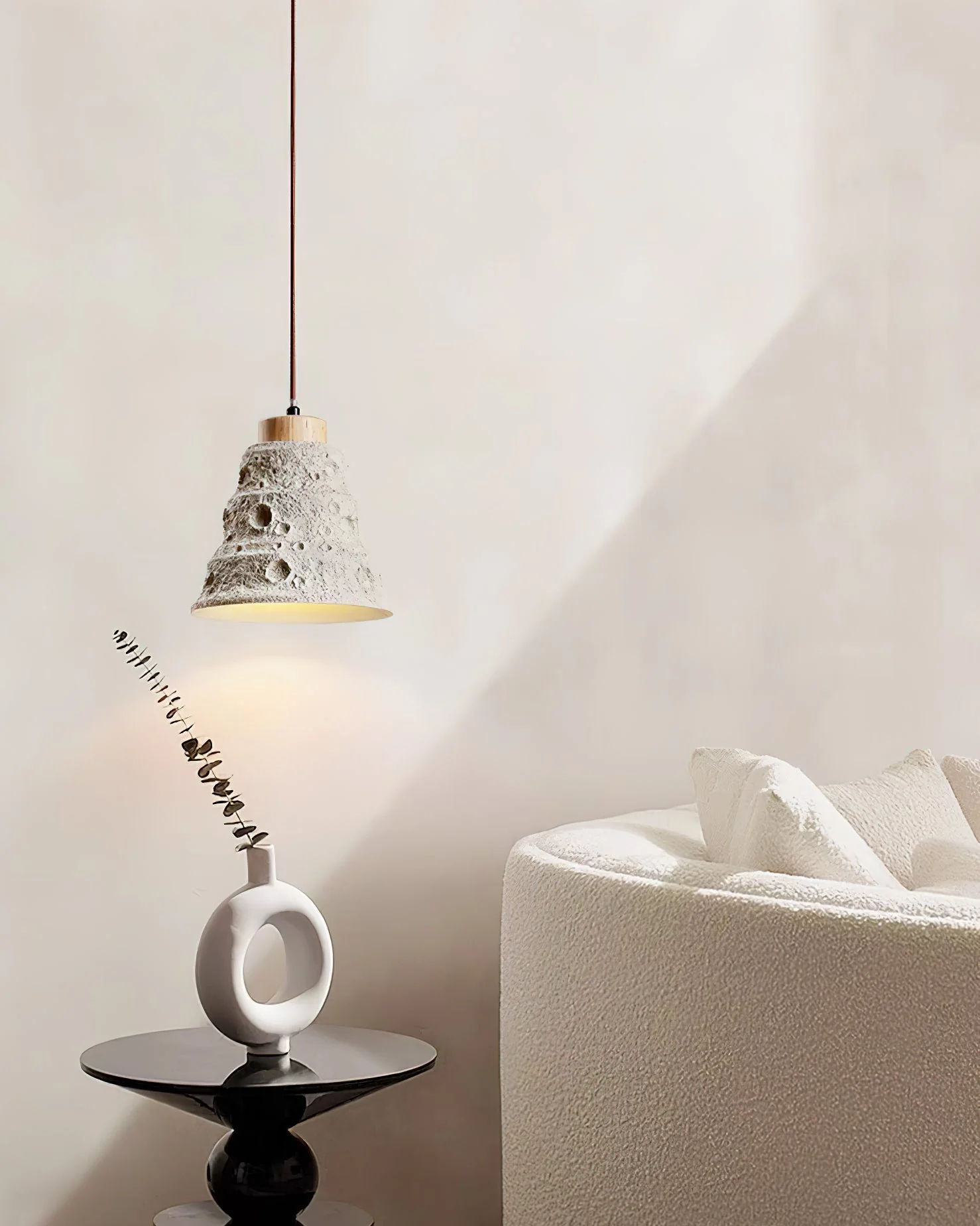 Ilphaeth Nordic Art Bell Stone Wood Pendant Light - Image 14
