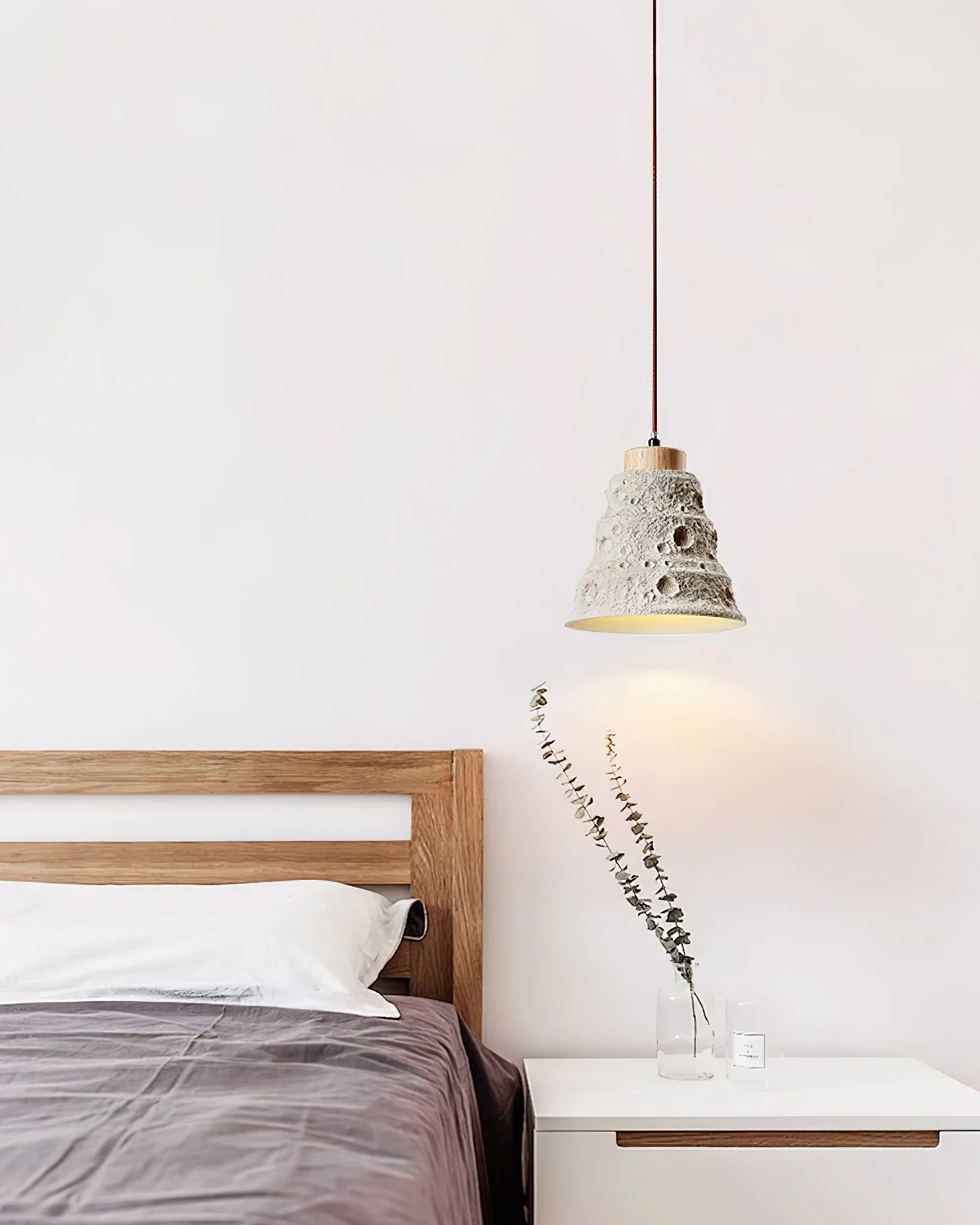 Ilphaeth Nordic Art Bell Stone Wood Pendant Light - Image 15