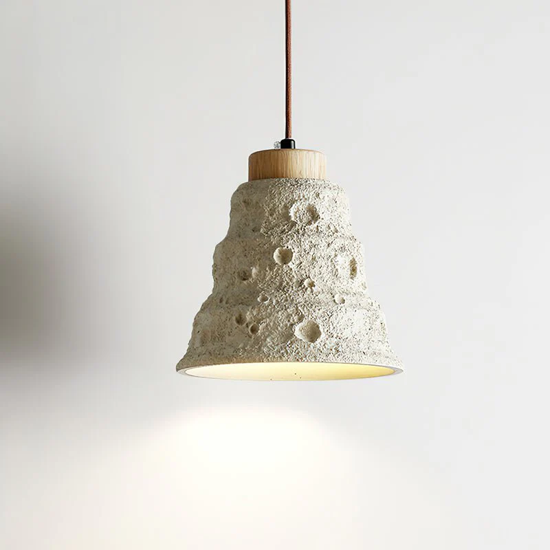 Ilphaeth Nordic Art Bell Stone Wood Pendant Light - Image 2