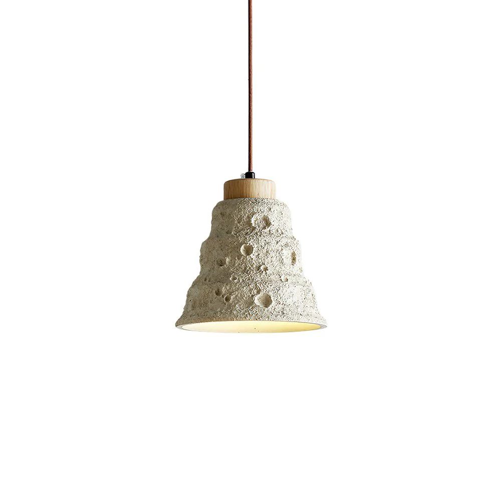 Ilphaeth Nordic Art Bell Stone Wood Pendant Light - Image 3