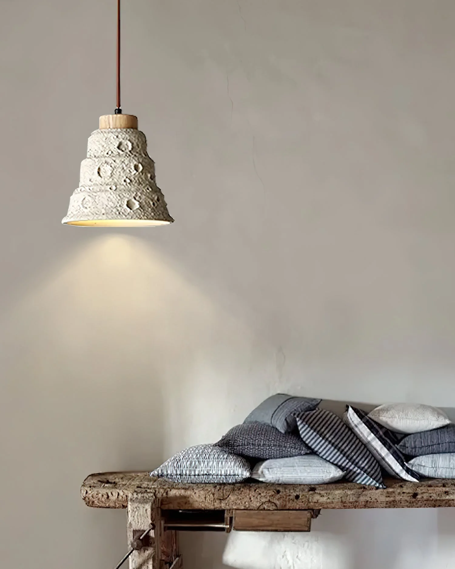 Ilphaeth Nordic Art Bell Stone Wood Pendant Light - Image 6