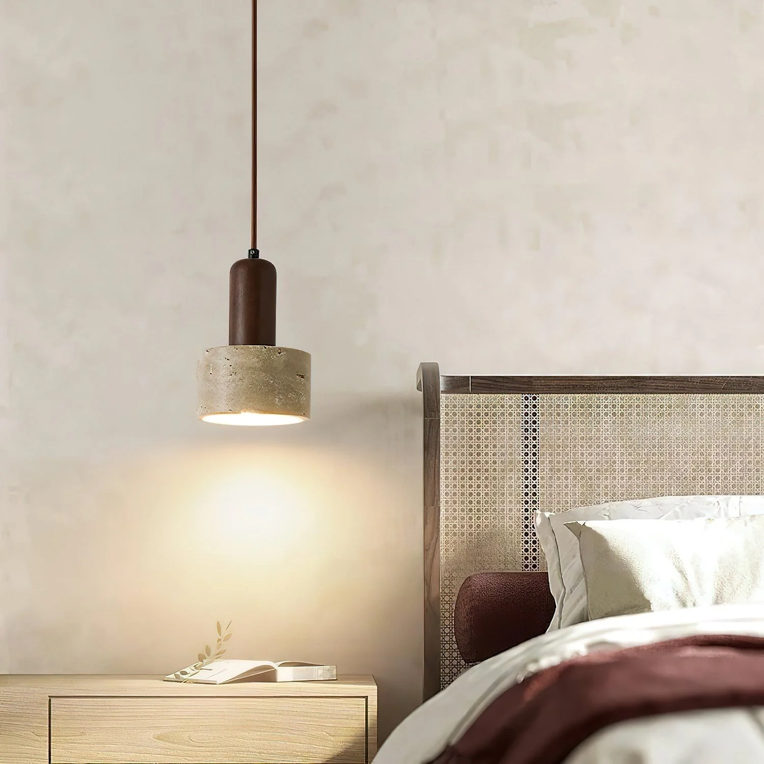 Ilshaa Dual-Material Travertine Pendant Light - Image 3
