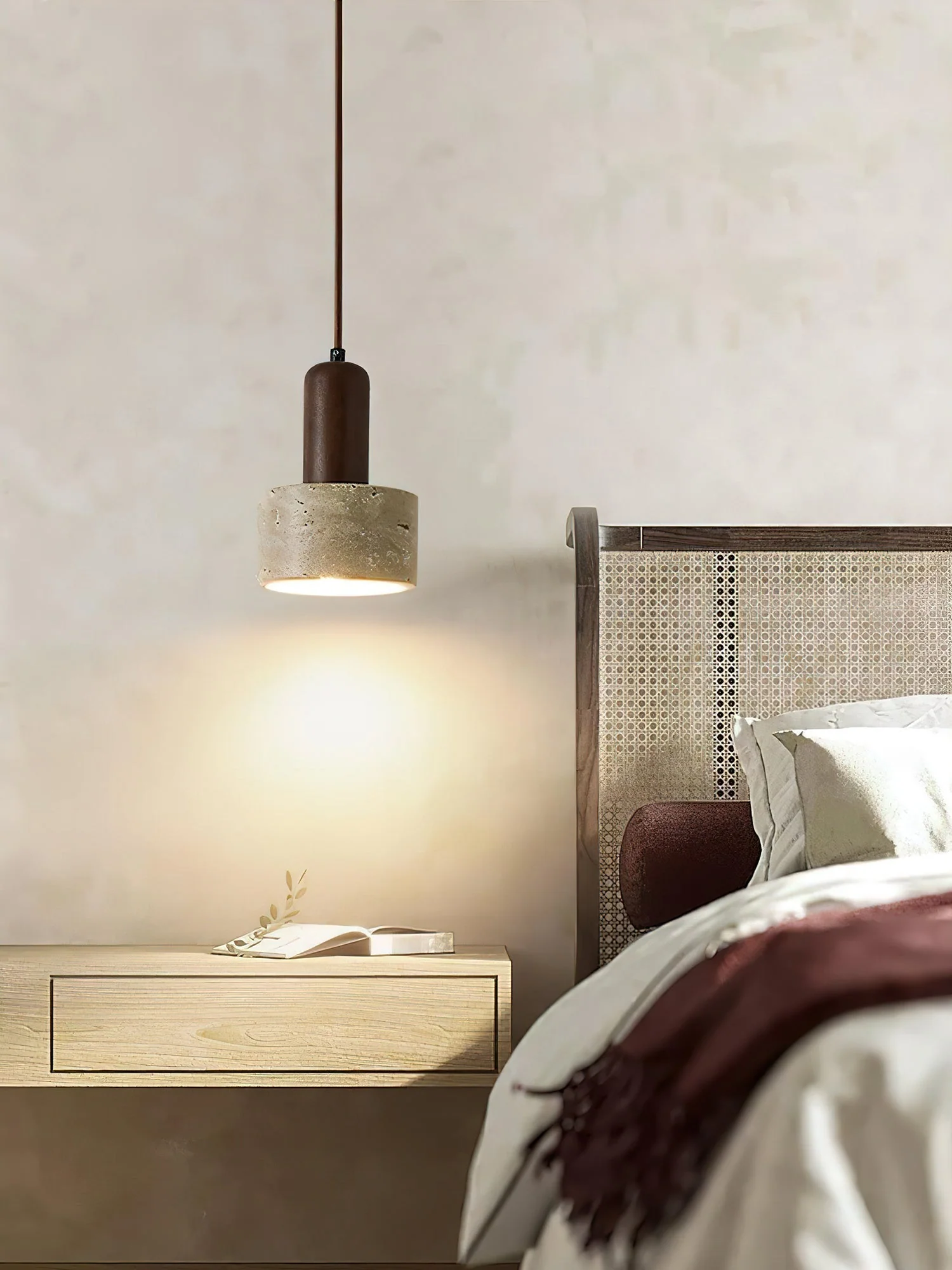 Ilshaa Dual-Material Travertine Pendant Light - Image 4