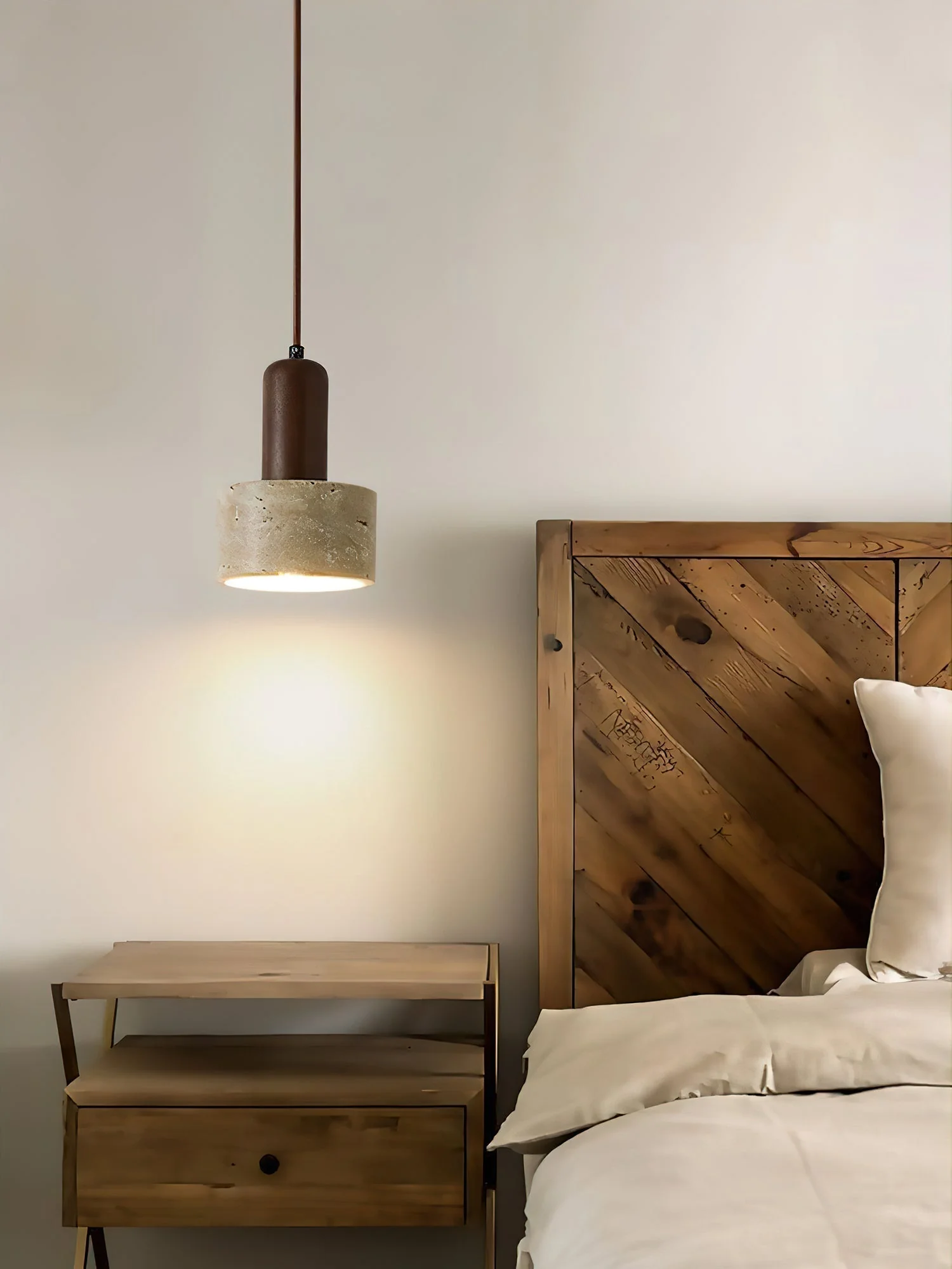 Ilshaa Dual-Material Travertine Pendant Light - Image 6
