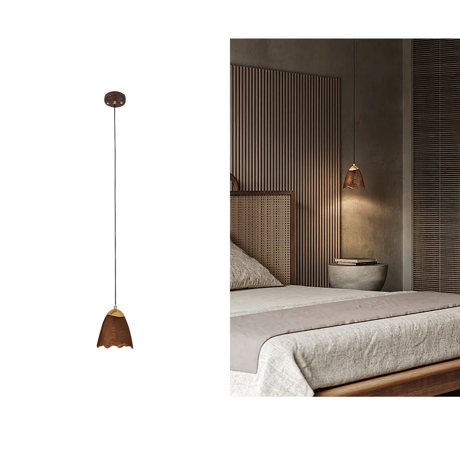 Ilvenel Modern Minimalist Bell Wood Pendant Lamp - Image 13