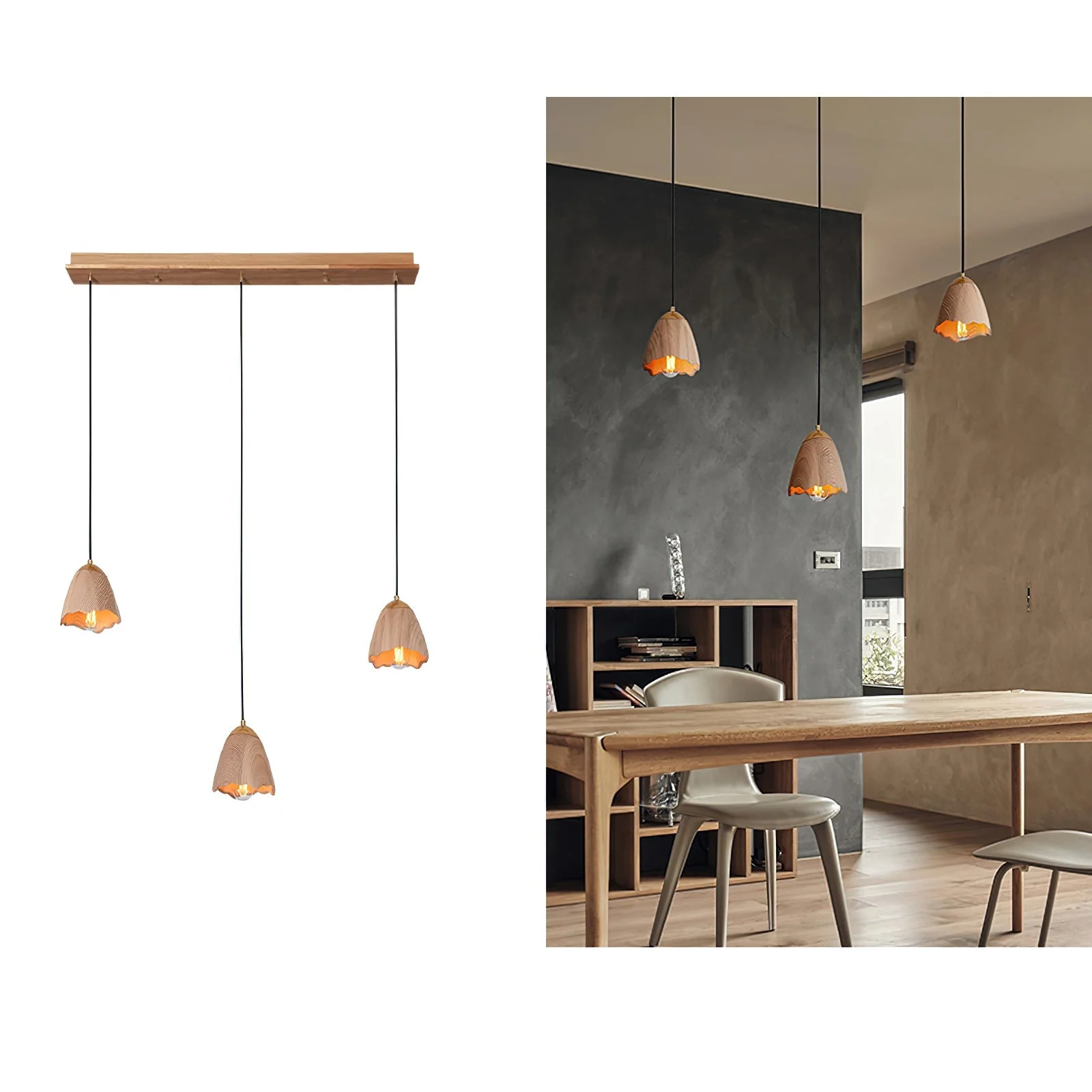 Ilvenel Modern Minimalist Bell Wood Pendant Lamp - Image 19