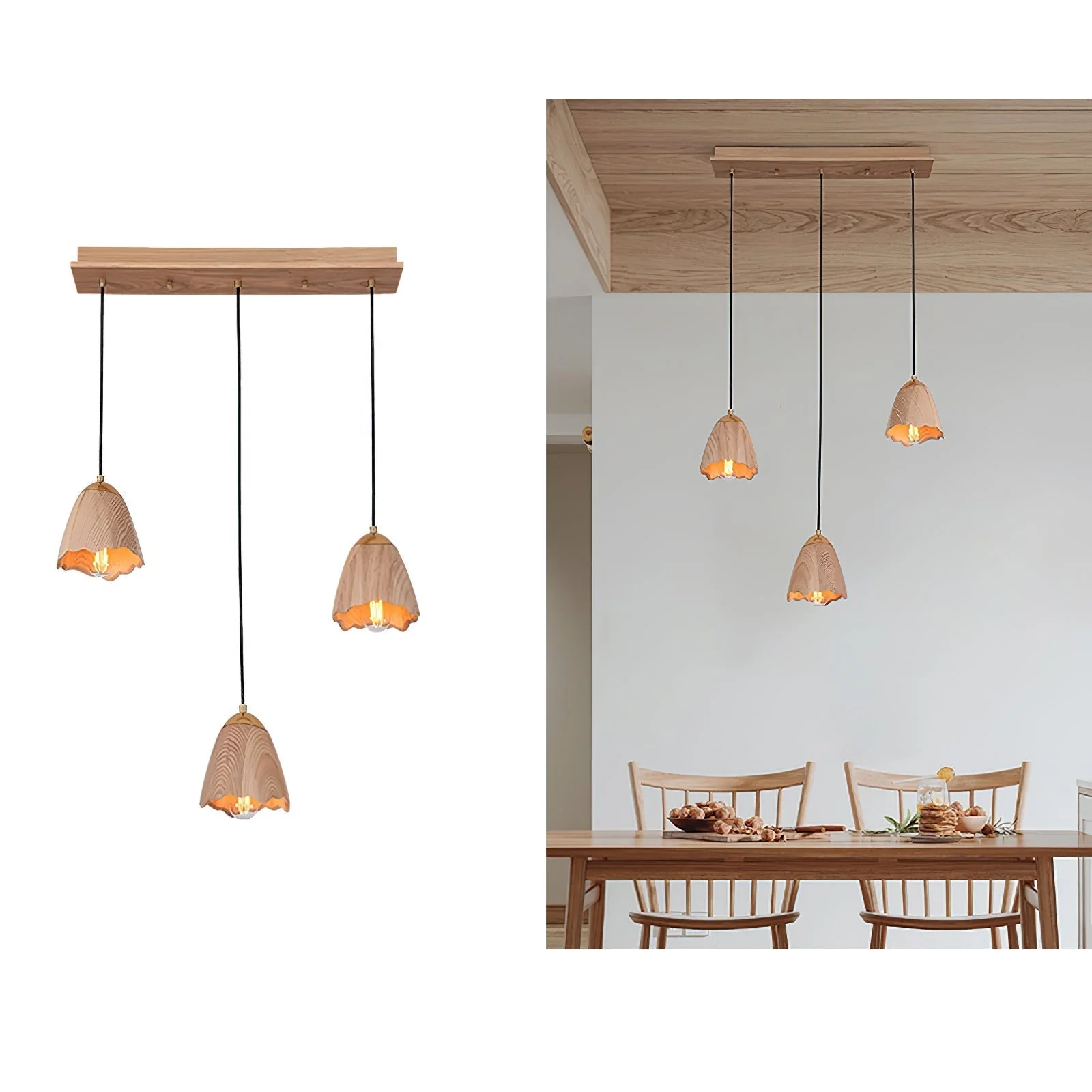 Ilvenel Modern Minimalist Bell Wood Pendant Lamp - Image 2