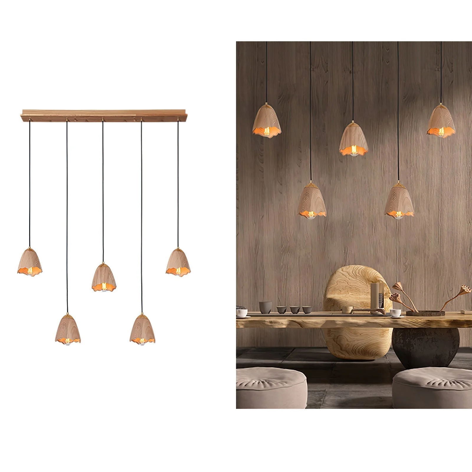 Ilvenel Modern Minimalist Bell Wood Pendant Lamp - Image 21