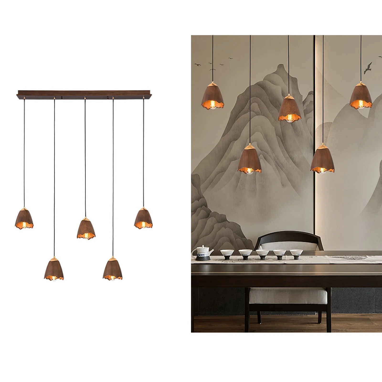 Ilvenel Modern Minimalist Bell Wood Pendant Lamp - Image 22