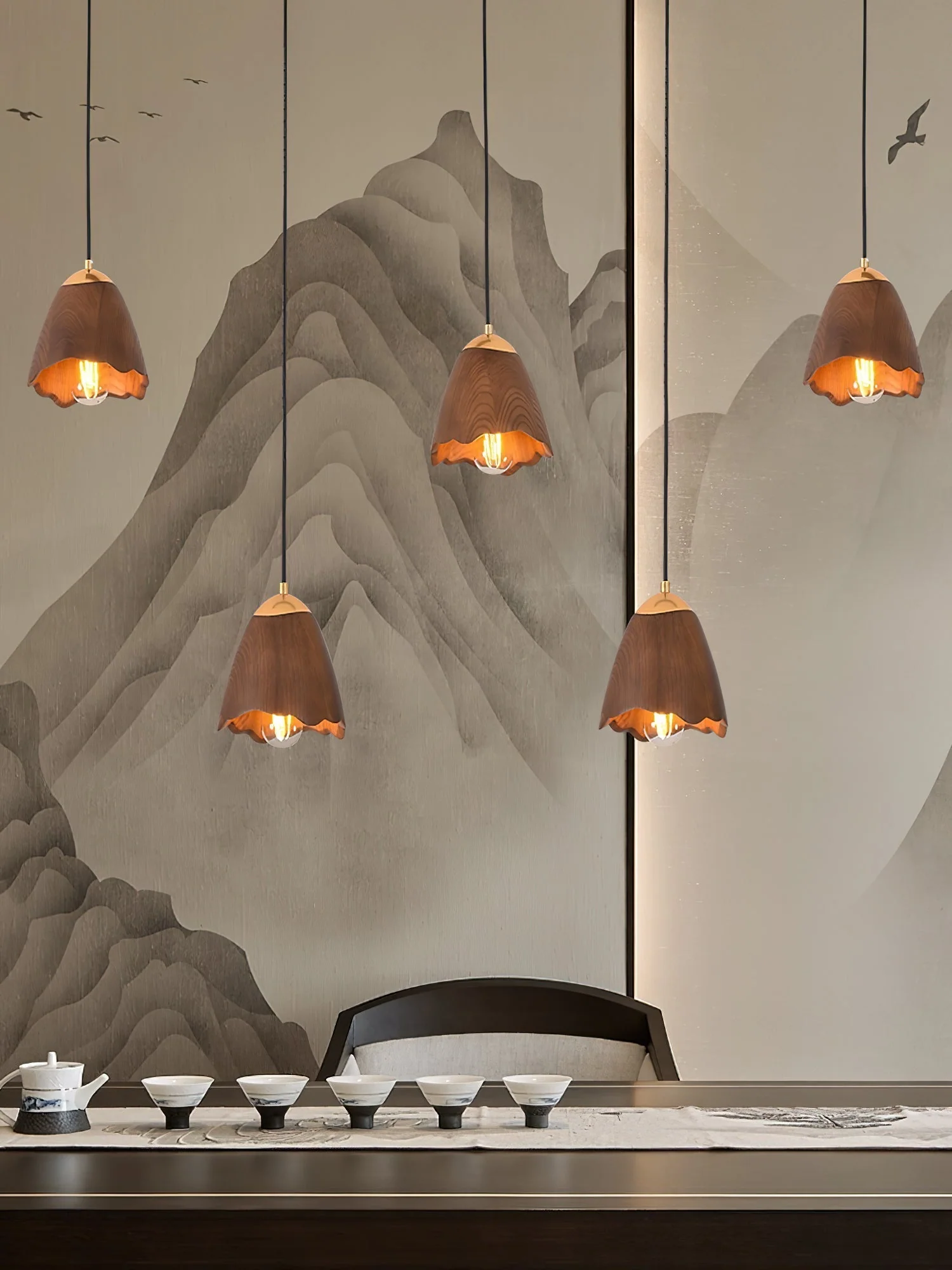 Ilvenel Modern Minimalist Bell Wood Pendant Lamp - Image 26