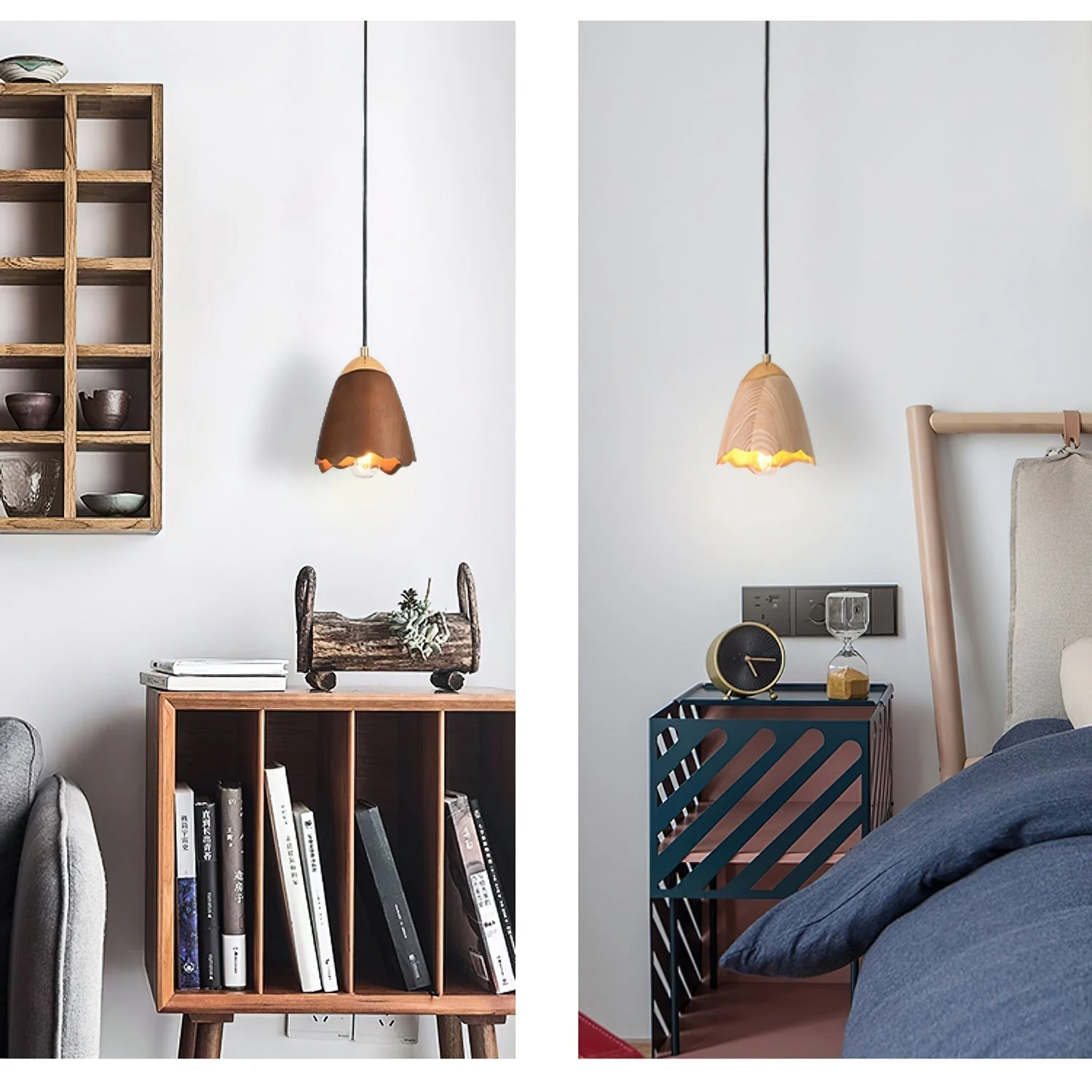 Ilvenel Modern Minimalist Bell Wood Pendant Lamp - Image 28