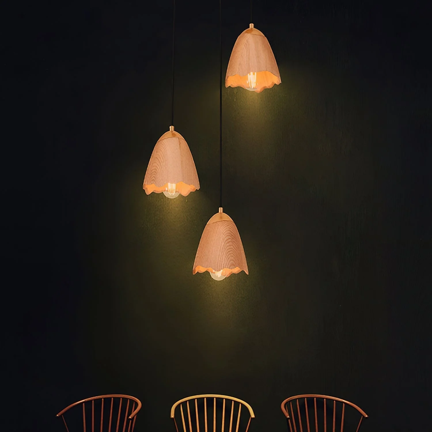 Ilvenel Modern Minimalist Bell Wood Pendant Lamp - Image 29