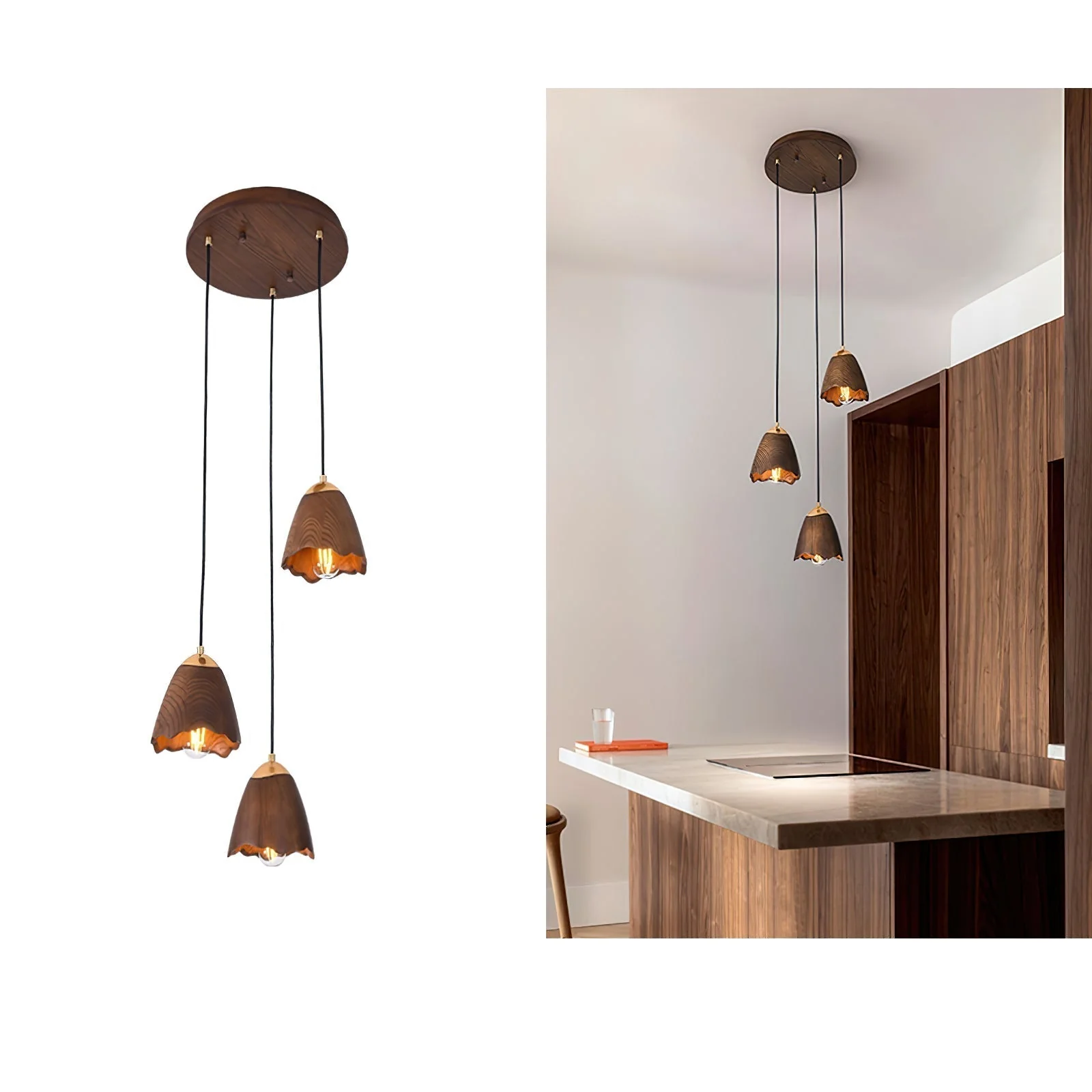 Ilvenel Modern Minimalist Bell Wood Pendant Lamp - Image 3