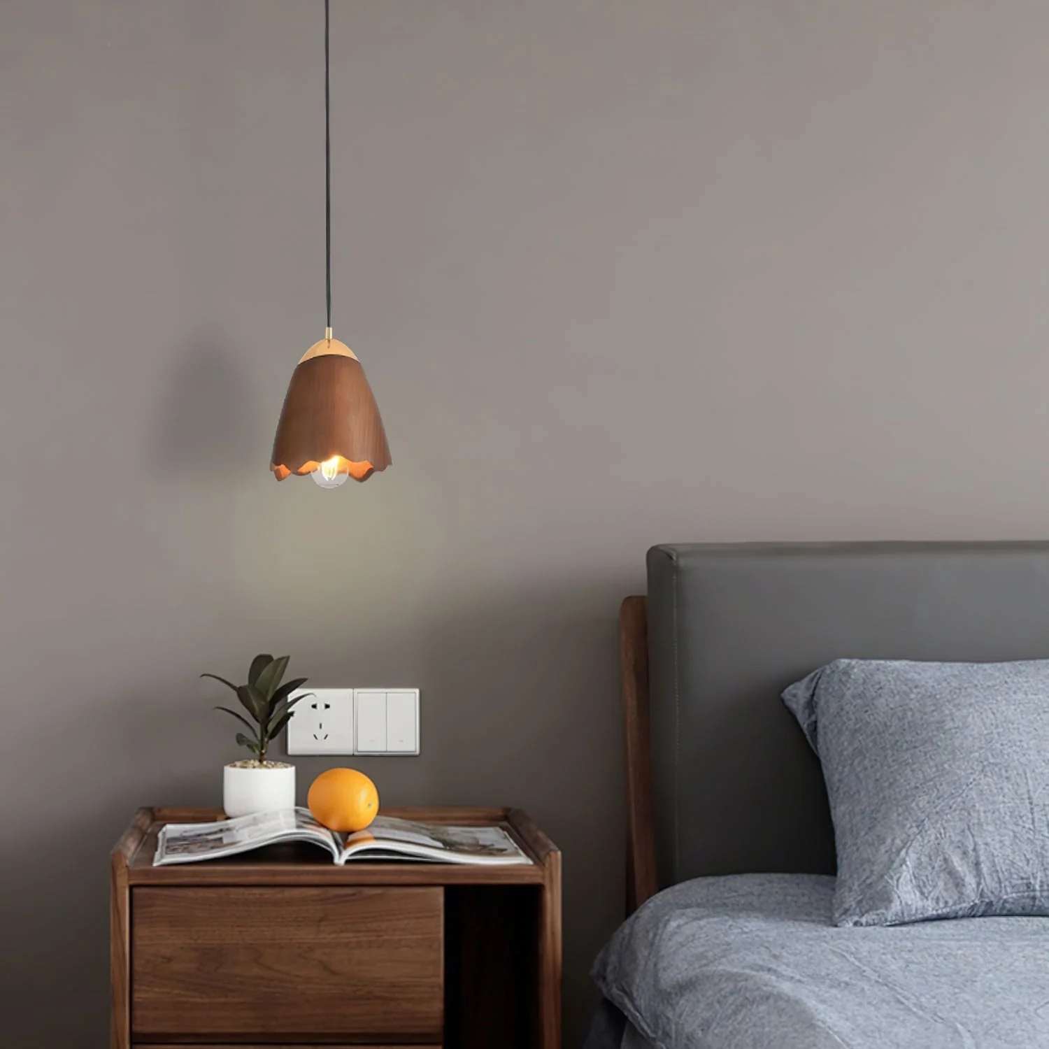 Ilvenel Modern Minimalist Bell Wood Pendant Lamp - Image 34