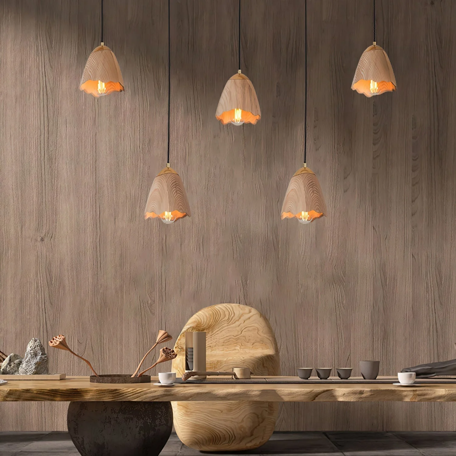 Ilvenel Modern Minimalist Bell Wood Pendant Lamp - Image 4
