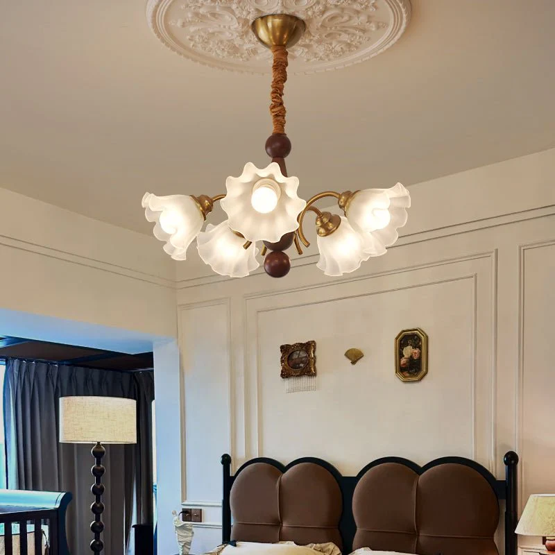 Ilvinan Traditional Elegance Wood Glass Chandelier - Image 12