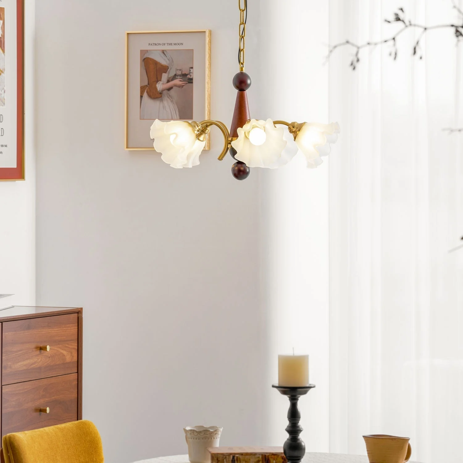 Ilvinan Traditional Elegance Wood Glass Chandelier - Image 42