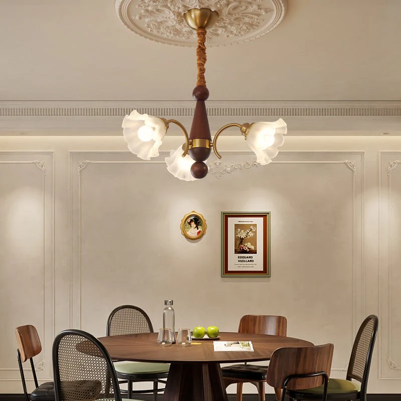 Ilvinan Traditional Elegance Wood Glass Chandelier - Image 49