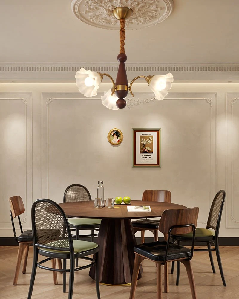 Ilvinan Traditional Elegance Wood Glass Chandelier - Image 6