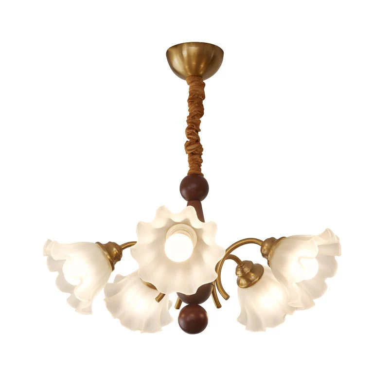 Ilvinan Traditional Elegance Wood Glass Chandelier - Image 7
