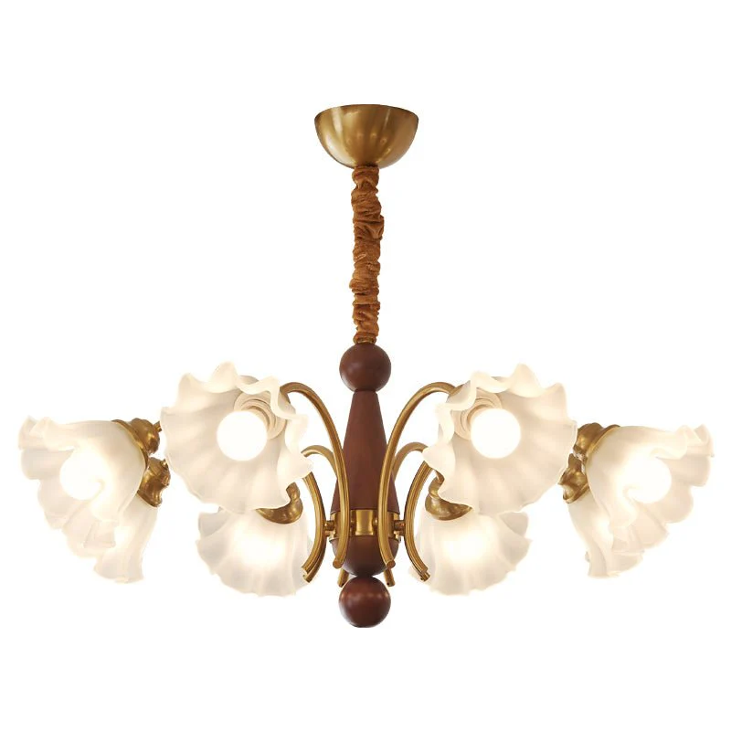 Ilvinan Traditional Elegance Wood Glass Chandelier - Image 9