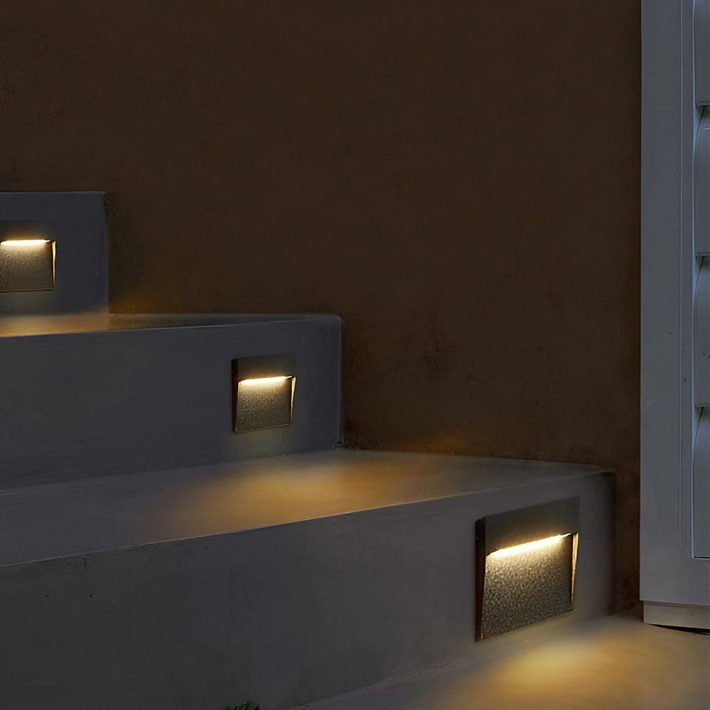 Iris Minimalist Square Outdoor Wall Step Lights - Image 5