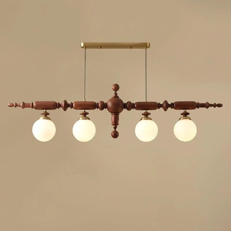 Isilira Classic Wood Glass Linear Pendant Light - Image 17