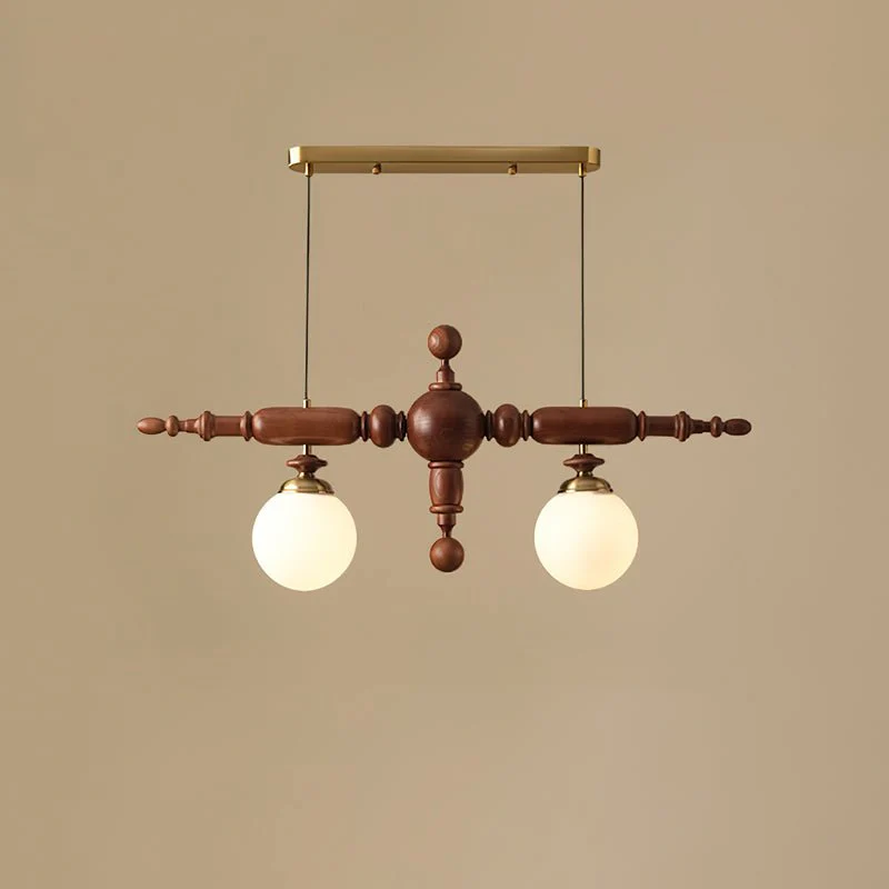 Isilira Classic Wood Glass Linear Pendant Light - Image 18
