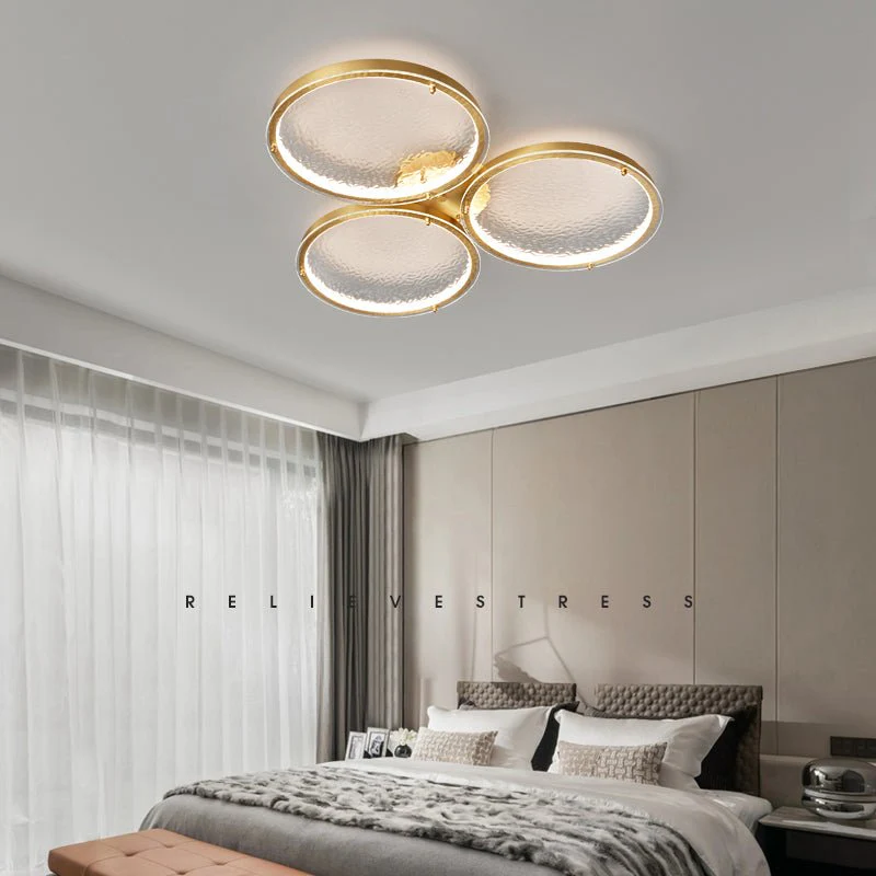 Itale Unique Rings Golden Brass Glass Ceiling Light - Image 12