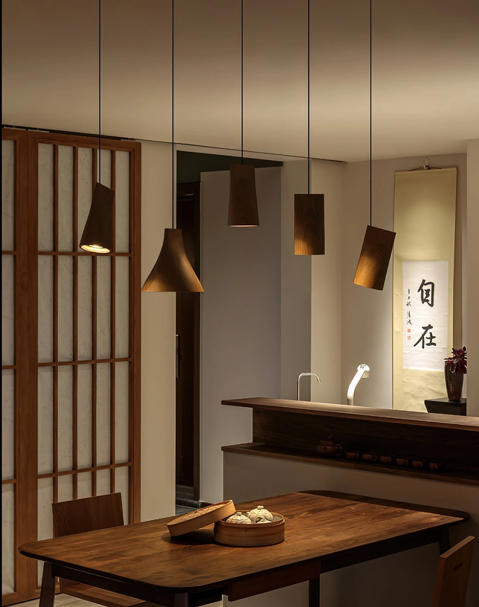 Ivarara Asymmetrical Wood Pendant Light - Image 113