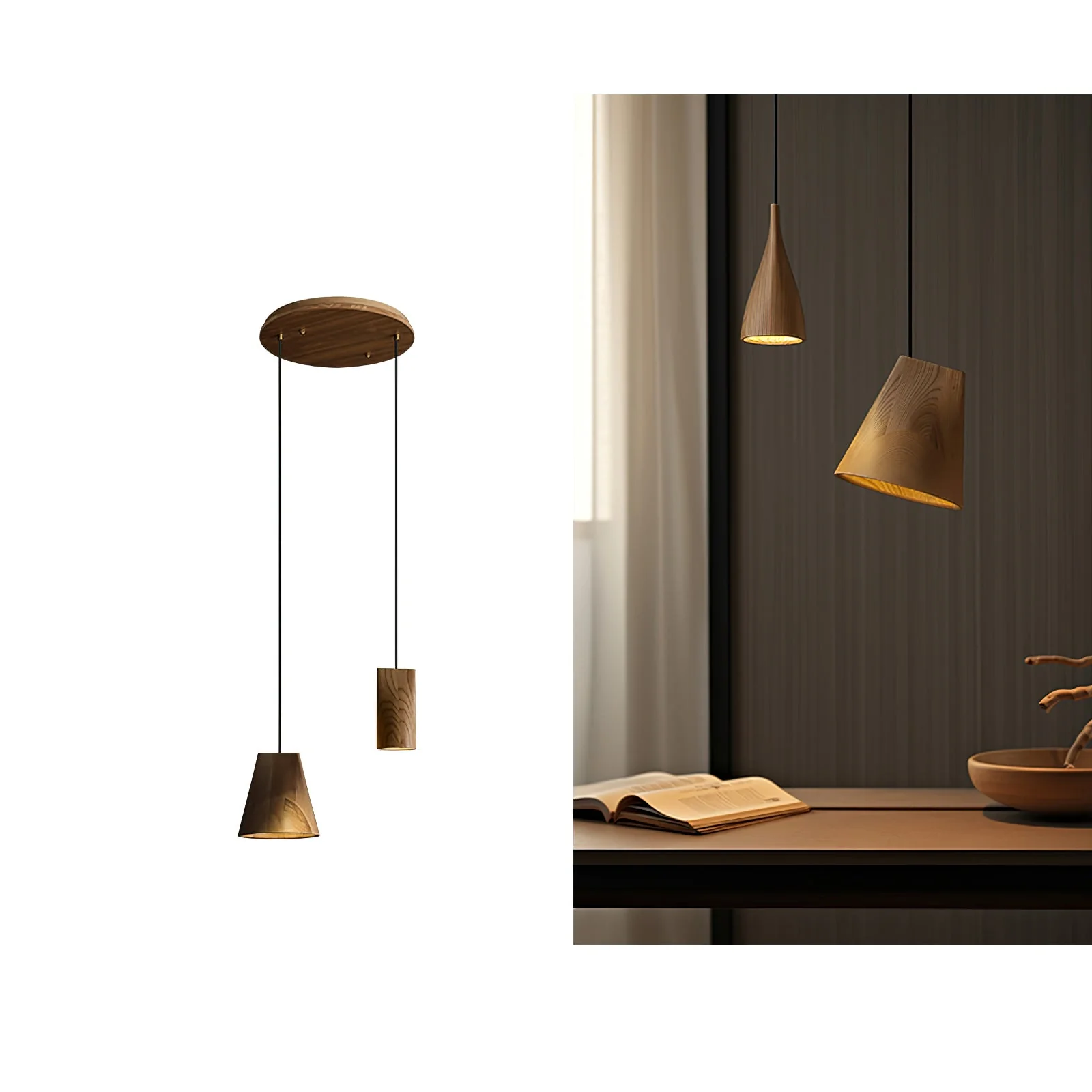 Ivarara Asymmetrical Wood Pendant Light - Image 124