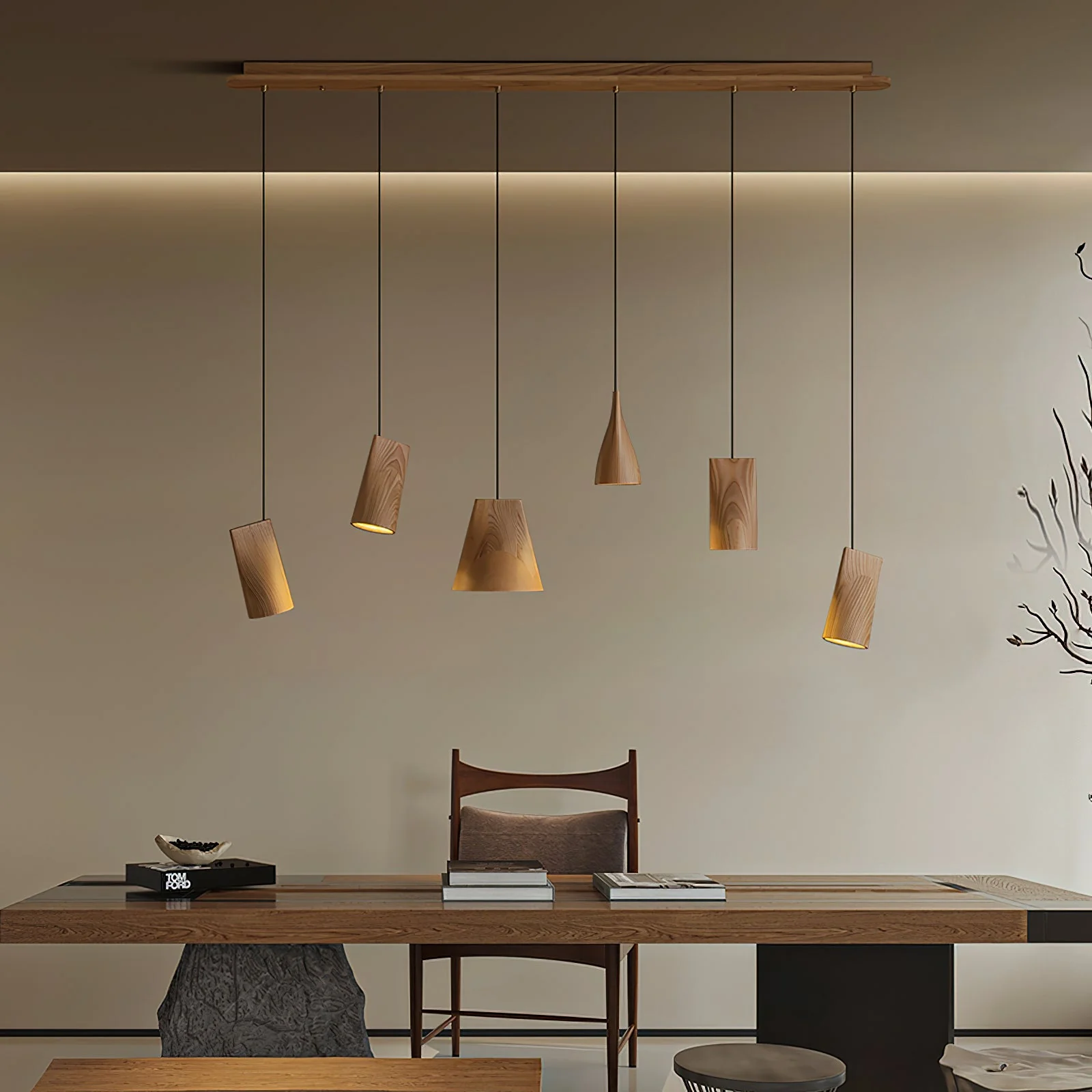 Ivarara Asymmetrical Wood Pendant Light - Image 65