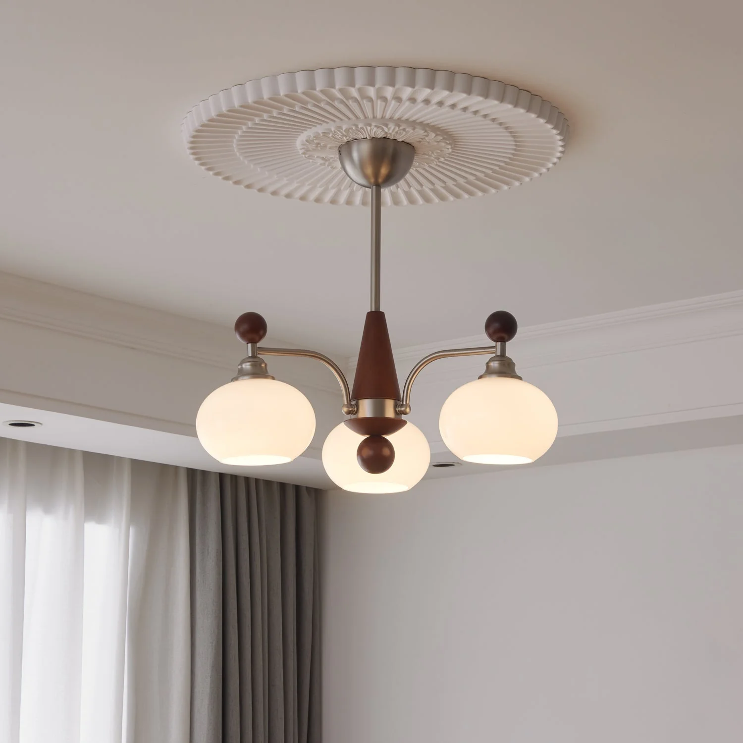 Ivloria Traditional Elegance Orbit Wood Glass Chandelier - Image 11