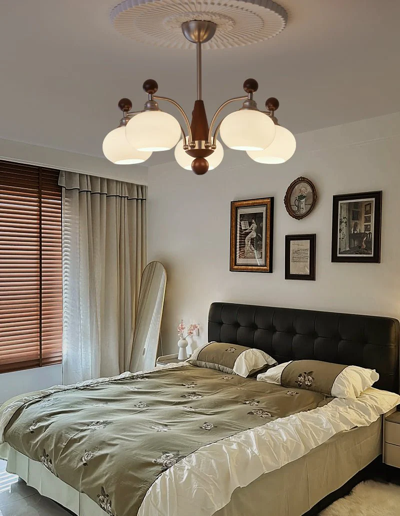 Ivloria Traditional Elegance Orbit Wood Glass Chandelier - Image 12