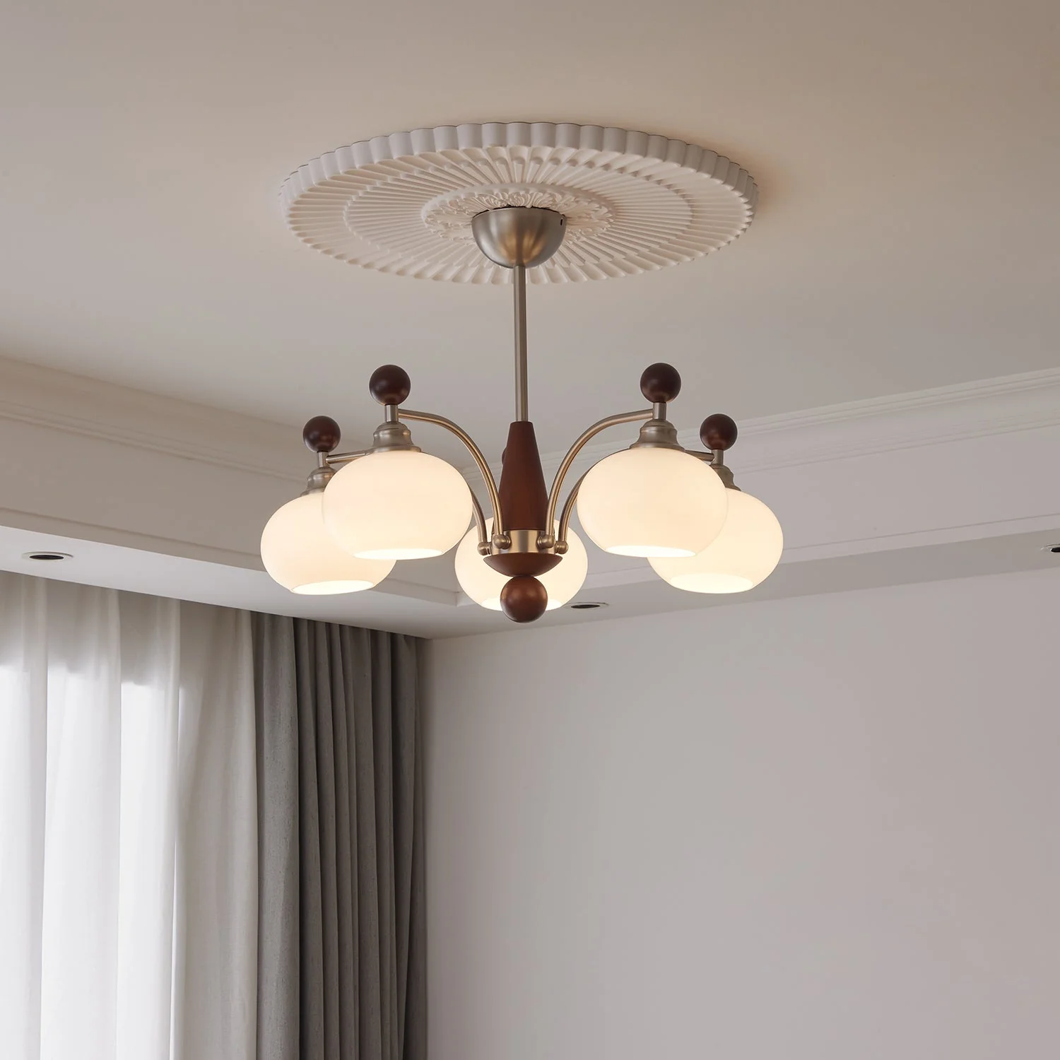 Ivloria Traditional Elegance Orbit Wood Glass Chandelier - Image 13