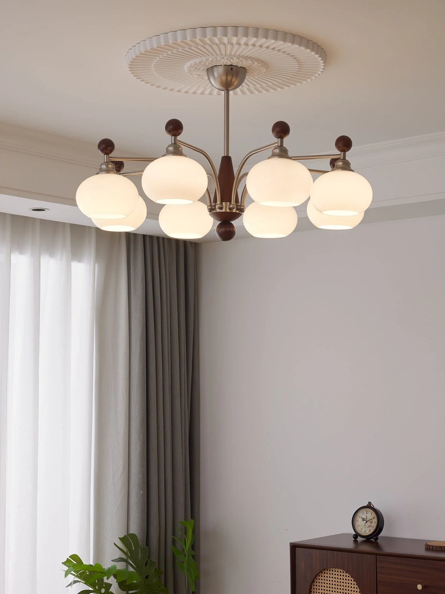 Ivloria Traditional Elegance Orbit Wood Glass Chandelier - Image 14