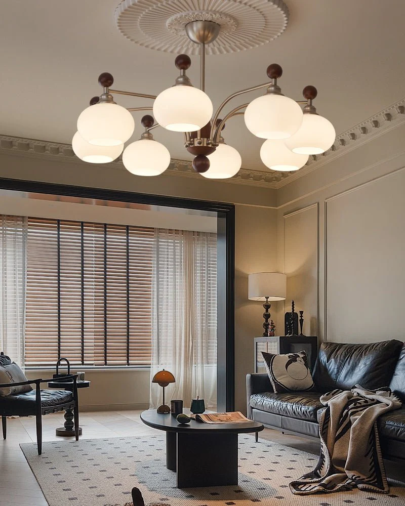 Ivloria Traditional Elegance Orbit Wood Glass Chandelier - Image 16