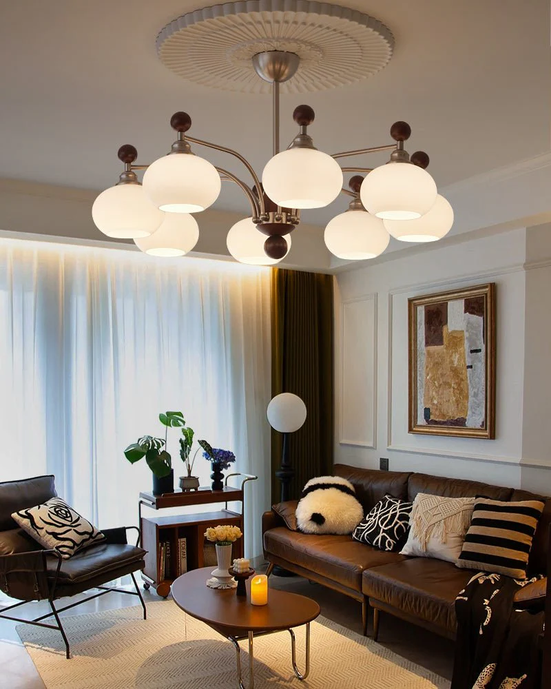 Ivloria Traditional Elegance Orbit Wood Glass Chandelier - Image 17