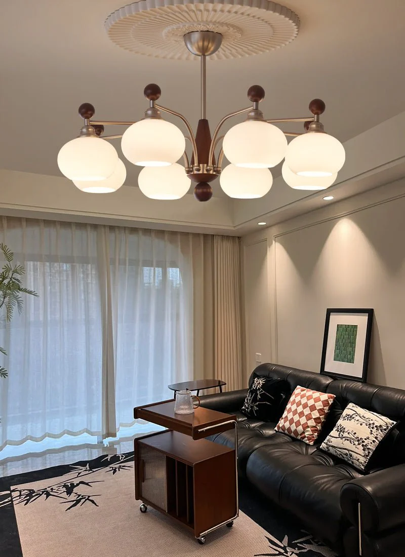 Ivloria Traditional Elegance Orbit Wood Glass Chandelier - Image 18