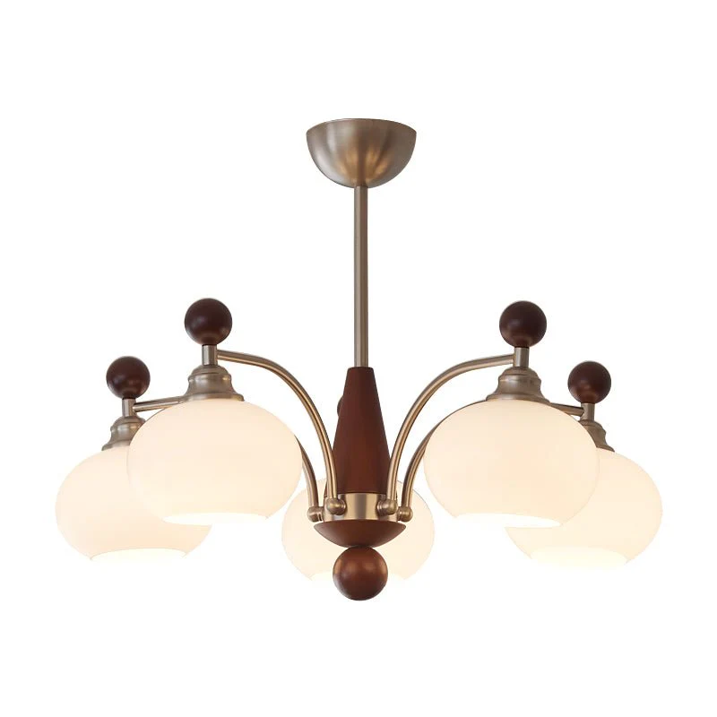 Ivloria Traditional Elegance Orbit Wood Glass Chandelier - Image 3