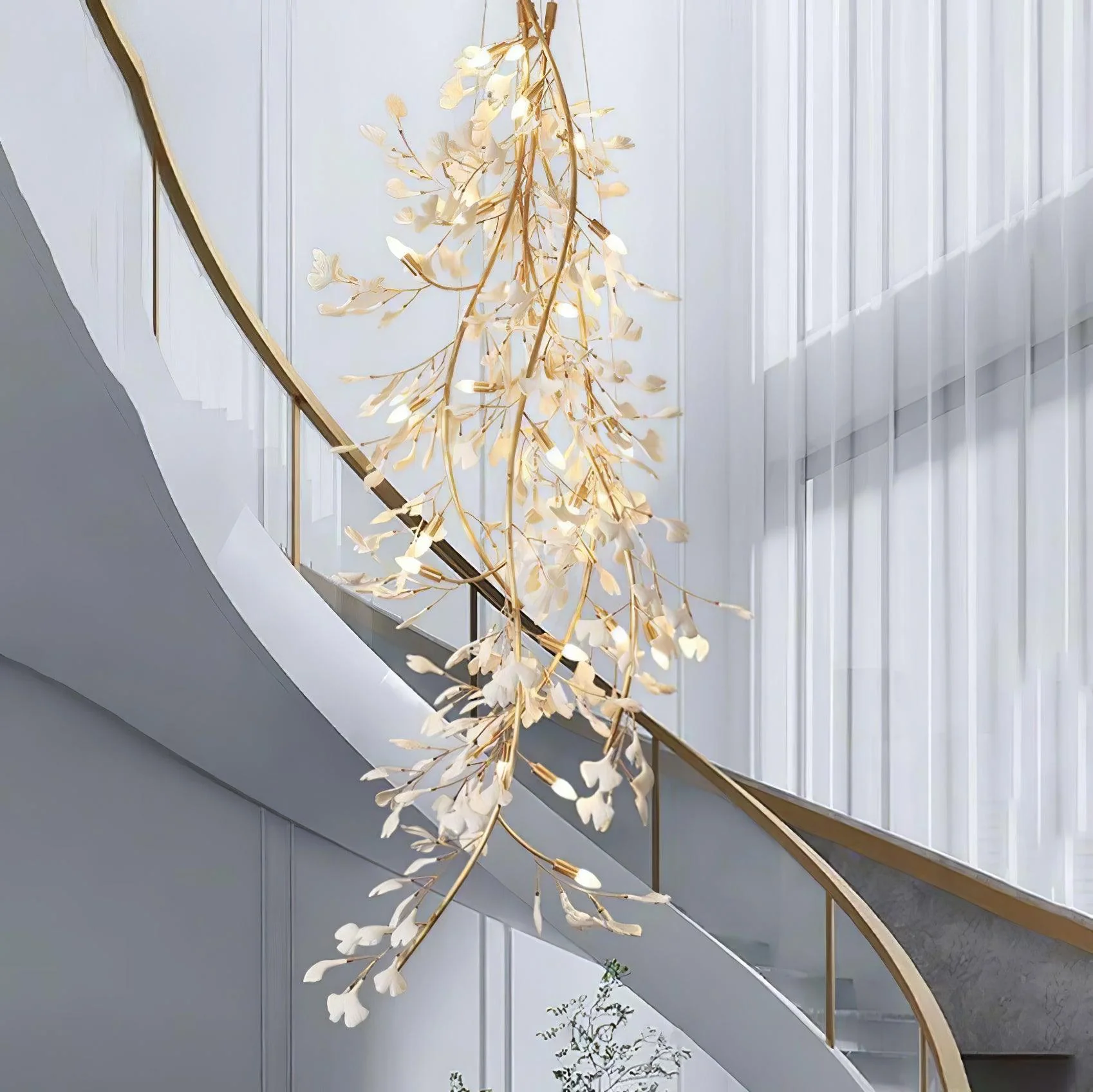 Ivmarel Gingko Long Branch Ceramics Chandelier - Image 4