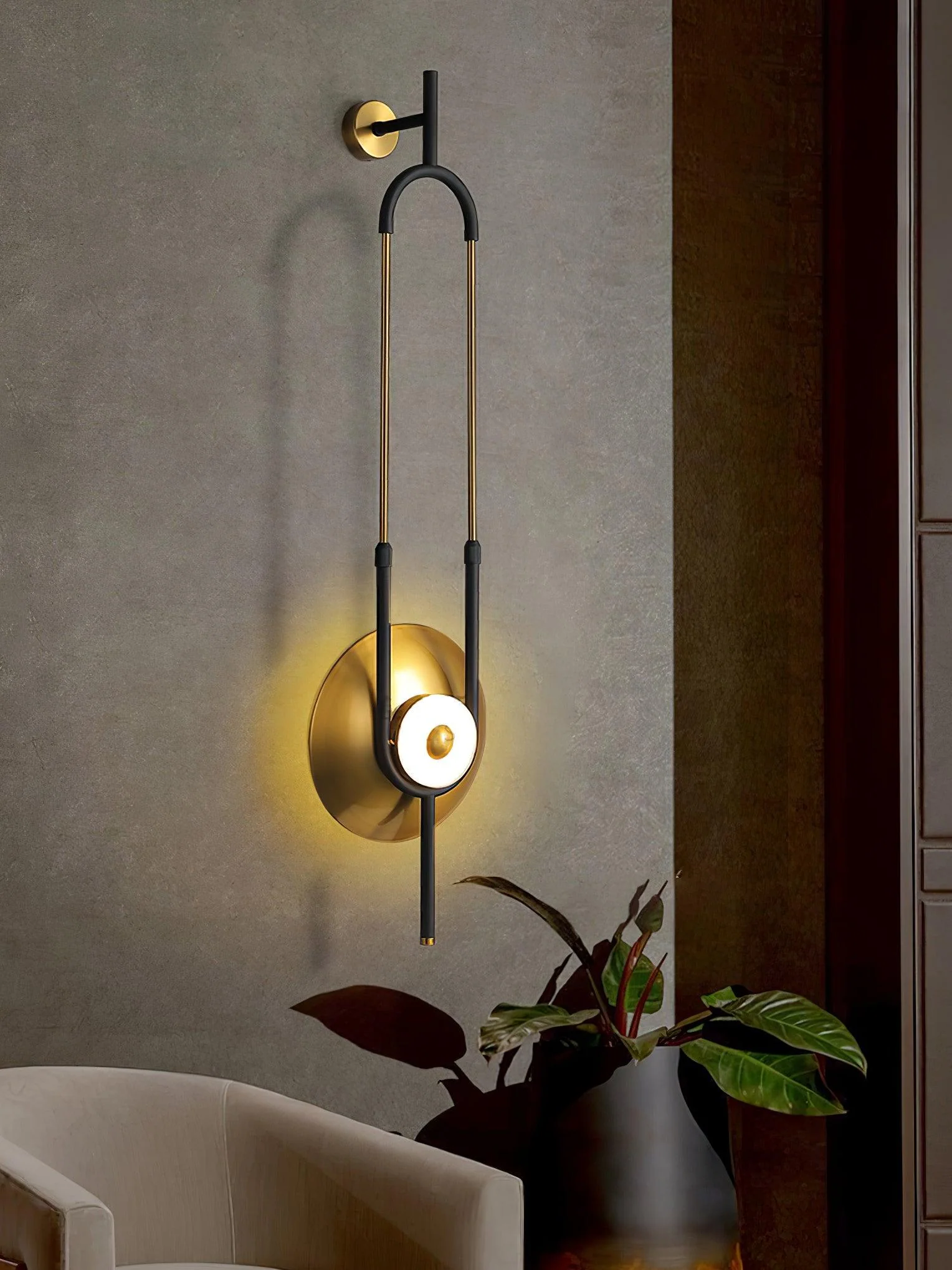 Ivory Modern Minimalist Ring Marble Wall Light - Image 2