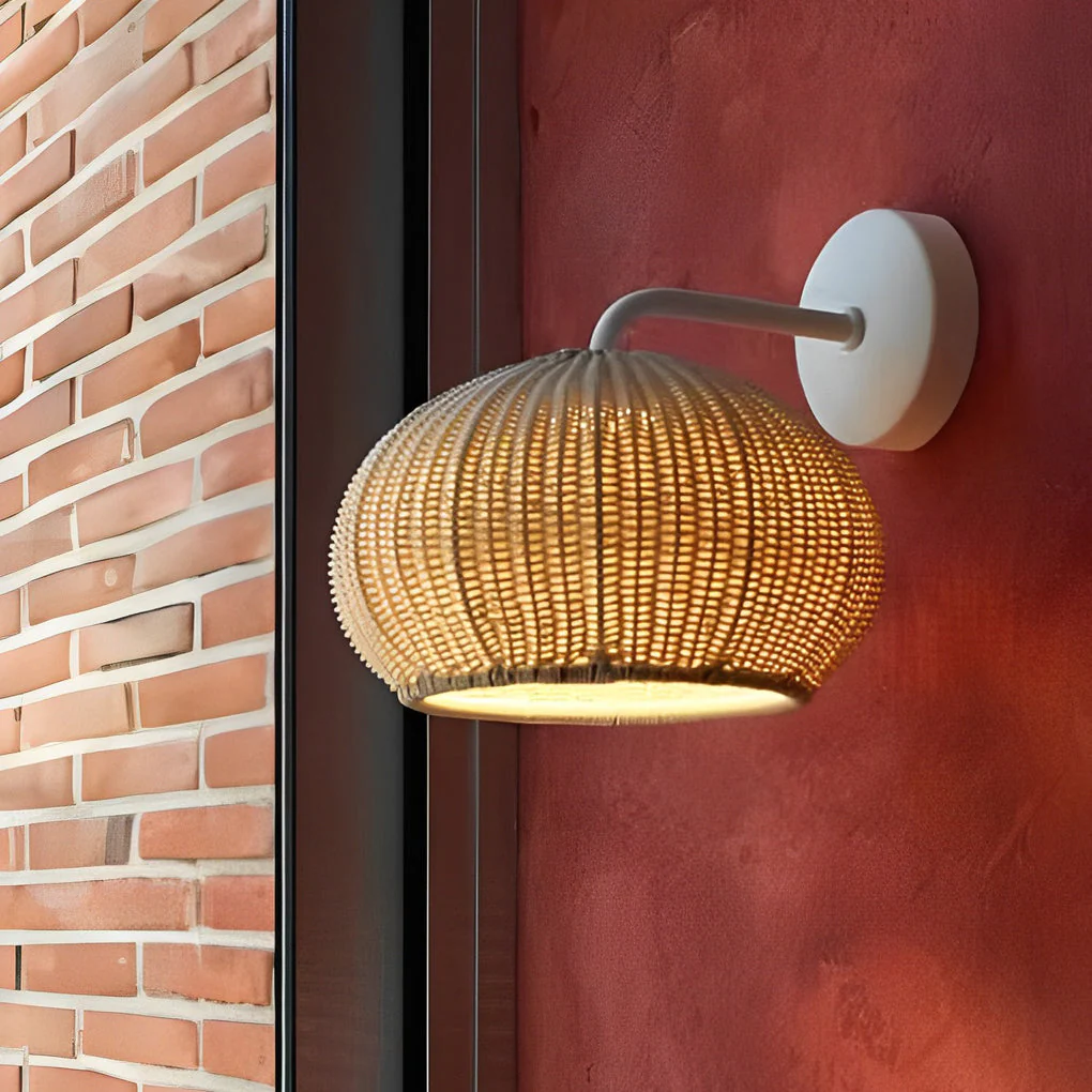 Jarvis Lantern Shaped Modern Rattan Outdoor Wall Lamp - Image 10