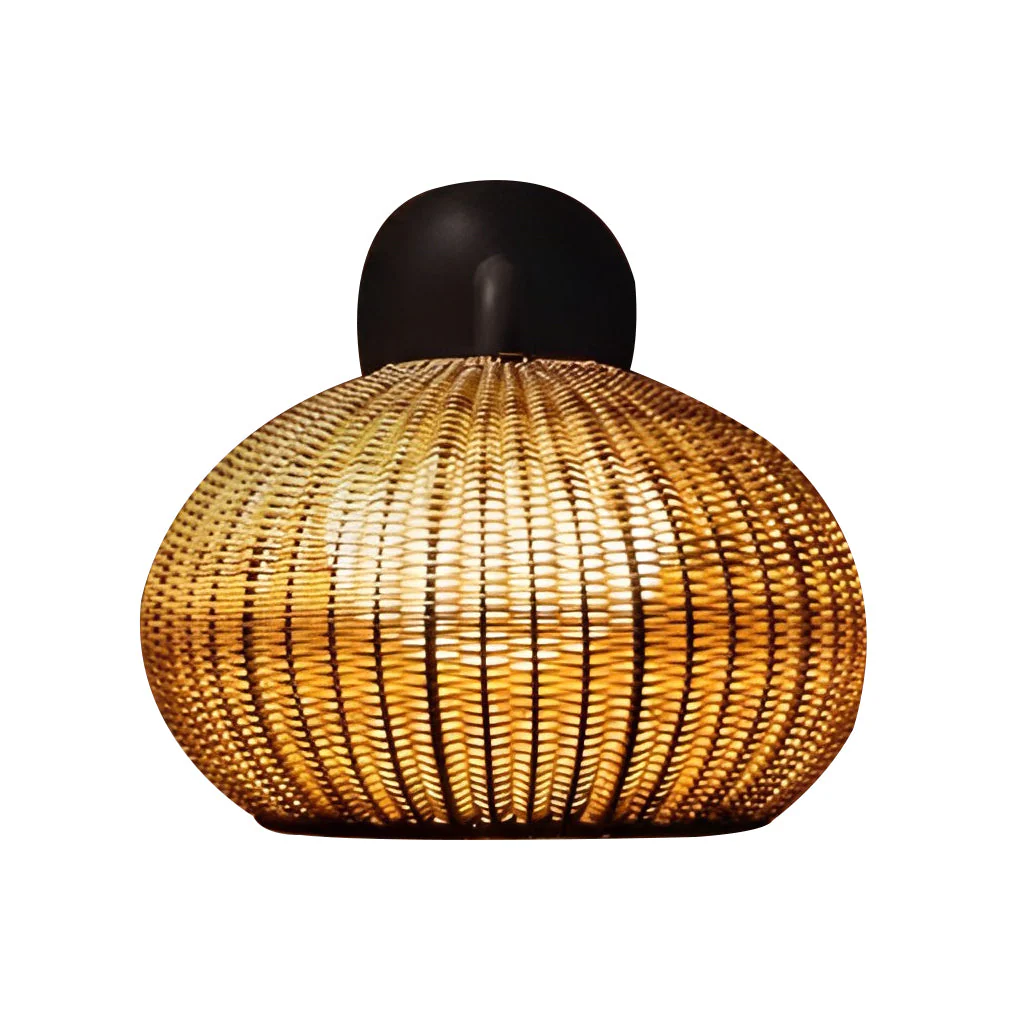 Jarvis Lantern Shaped Modern Rattan Outdoor Wall Lamp - Image 6